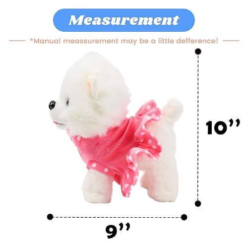Hopearl Walking Pomeranian Interactive Electronic Pet Dog Toy Remote Control Leash Animated Puppy Nodding Barking Wagging Tail Gifts for Toddlers Birthday, White, 10'' thumbnail 3