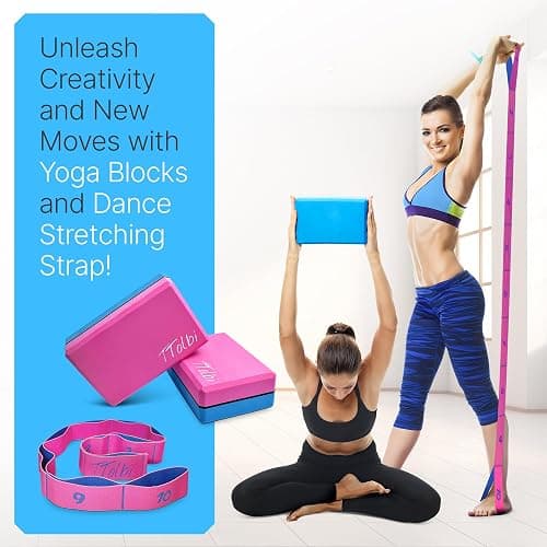 Yoga Blocks 2 Pack with Strap and Guide – Soft Non-Slip EVA Foam Blocks | High-Density Pilates Blocks for Home Workouts, Dance, Ballet, Gymnastics & Stretching Exercise, Dance Accessories and Gifts thumbnail 6