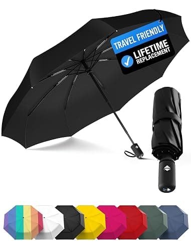 Rain-Mate 100% Windproof Umbrellas for Rain - Compact with Strong Fiberglass Rib Design & Easy Auto Open & Close - Portable Folding Mini Umbrella for Travel - Lightweight & Packable for Women & Men - Image 1