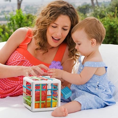 Aprilwolf Montessori Toys for 1 Year Old, Cube & 6 Sensory Shape Blocks, Baby Toys 12-18 Months, Developmental Infant Birthday Gifts for Learning Toddler Age 1 2 3 thumbnail 6