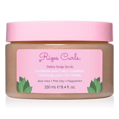Rizos Curls Detox Scalp Scrub, Exfoliates to Remove Buildup & Excess Oil, Soothes Itchy Scalp, Detoxifying & Clarifying with Pink Clay, Aloe Vera & Peppermint Oil, All Hair Types 1a - 4c, 8.4 oz - Image 1