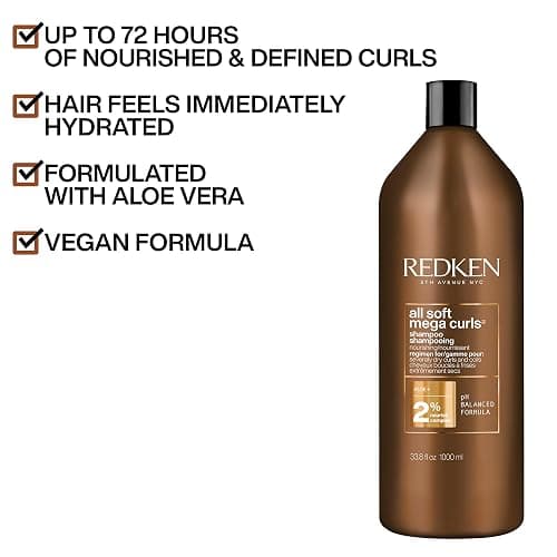 Redken All Soft Mega Curls Shampoo For Extremely Dry Curly & Coily Hair - Nourishes & Softens Severely Dry Hair, Sulfate Free thumbnail 3