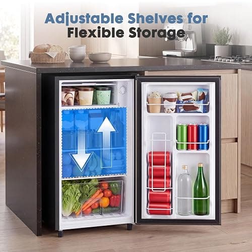 DUMOS 3.2 Cu.Ft Mini Fridge with Freezer, Single Door Refrigerator with Adjustable Thermostat, Compact Small Fridge for Bedroom, Office, Dorm, Black, Single Door thumbnail 5