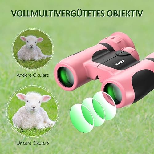 ALLCELE Fernglas für Kinder, Kinderfernglas mit starker Vergrößerung 8 x 21, Outdoor Exploration Ferngläser Spielzeug für Junge Mädchen ab 3-12 Jahre. thumbnail 4