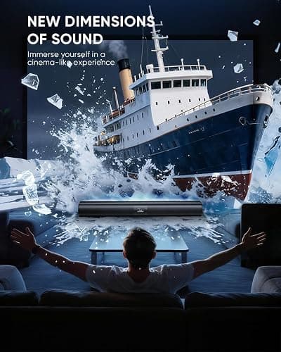 Saiyin Sound Bar for Smart TV, Detachable Soundbar TV Speaker with Bluetooth/ARC/Optical/AUX Input, Super Diaphragm Driver and 3 Preset Sound Effects for TV/PC/Projector. thumbnail 4