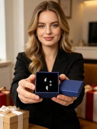 Goth Angle Wing Earrings Silver Flat Back Hypoallergenic Women Studs | Stainless Steel Cartilage Helix Piercing Small Y2k Cute Trendy Jewelry thumbnail 5