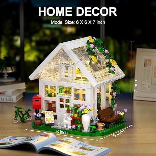Girls Flower House Building Sets Compatible with Lego Friends Sets for Girls 8-12, Greenhouse Building Toys with LED Lights, Garden House Model, Christmas Holiday for Friends Kids Adults (484pcs) thumbnail 3