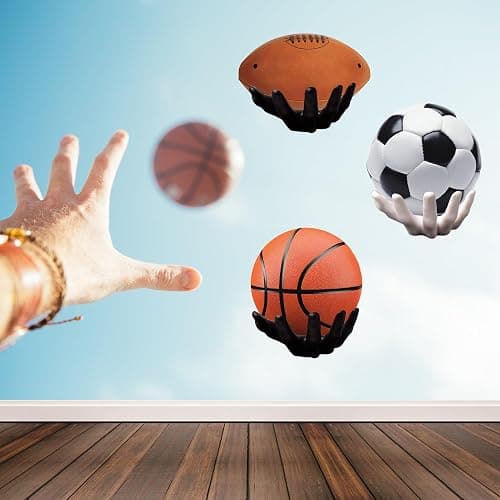 LOCZAR Basketball Holder, Hand Sculpture Ball Holder Wall Mount Art Decor Stand Basketball Storage Rack Organizer Display Case Man Cave for Football Soccer Gifts for Him Men Boys Gamers thumbnail 7