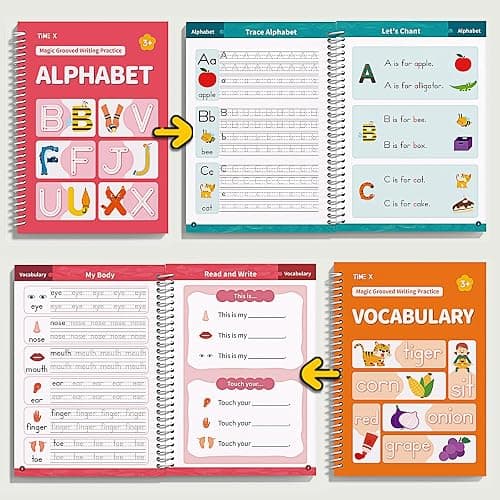 TIME X Magic Grooved Writing Practice Books, Reusable Handwriting Practice Books, Groove Workbooks, Handwriting Practice for Kids 3 +, Large Writing Practice Books (Practice 6-Books) thumbnail 3