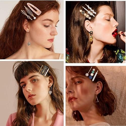 Mehayi 20 PCS Macaron Pearl Acrylic Resin Fashion Hair Clips Set, Cute Hair Barrettes Bobby Pins, Boho Fancy Hairpin Accessories Headwear Styling Tools, Gifts for Women Girls Decorative Wedding thumbnail 8