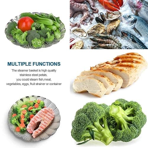 Sayfine Vegetable Steamer Basket, Premium Stainless Steel Veggie Steamer Basket for cooking - Folding Expandable Steamers to Fits Various Size Pot (Large(6" to 10.5") thumbnail 6