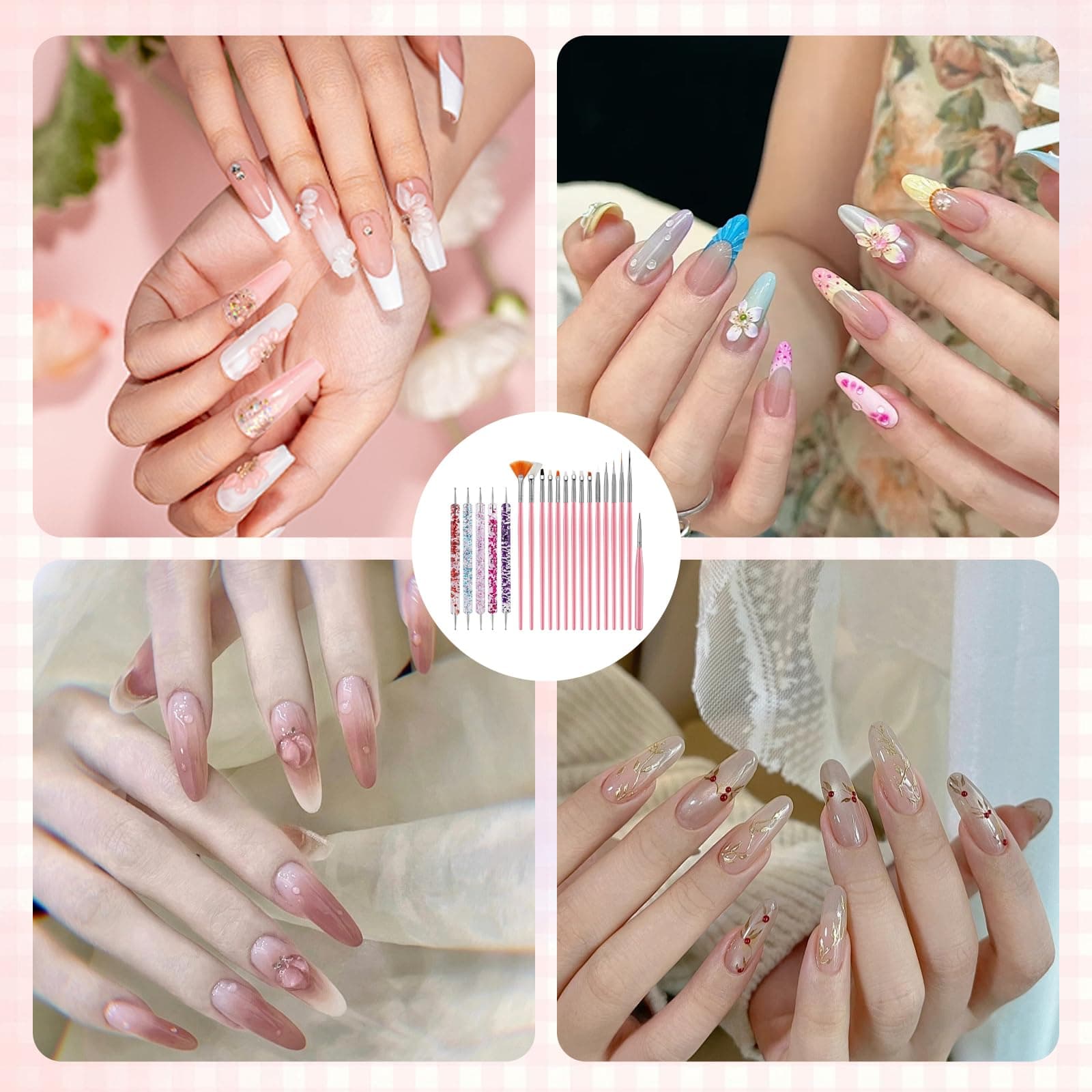 20 PCS Nail Art Brushes, Professional Nail Brushes Set for Nail Art, Complete Nail Tools Kit with Various Brush Types for Detailed Designs and Creative Manicures thumbnail 7