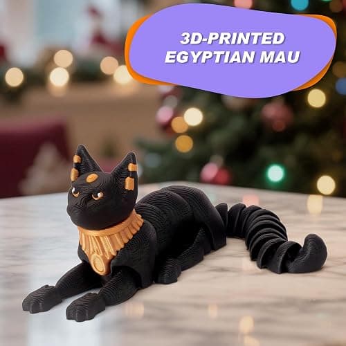 Yipintang 3D Printed Creature Flexible Animals - 7.9 Inches Fidget Animal for Desk Décor (Egyptian Mau Cat) thumbnail 5