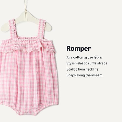 Amazon Essentials x Sofia Grainge Baby Girls' Cotton Gauze Sleeveless Romper thumbnail 2