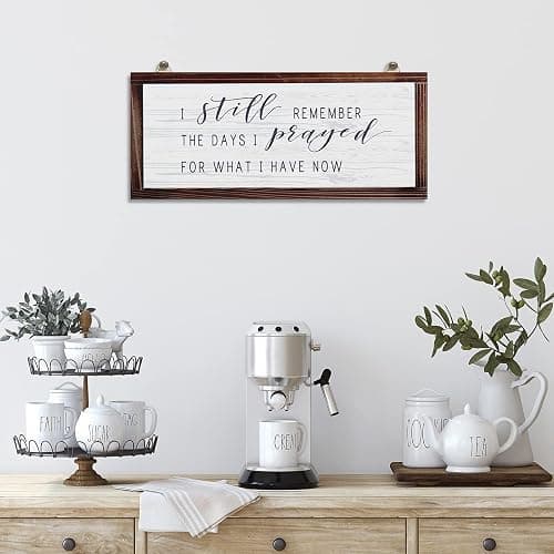 I Still Remember the Days I Prayed for What I Have Now Rustic Hanging Wood Wall Sign Retro Vintage Home Decor Wooden Farmhouse Plaque for Garden Home Farmhouse(White Background) thumbnail 2
