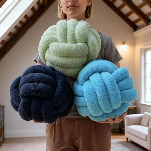 Onechionede Knot Pillow - Throw Pillows Room Décor Couch Pillow for Living Room Relieve Stress, Decorative Pillows Round Knot Cushion Pet Toy, Navy 12 Inch thumbnail 6
