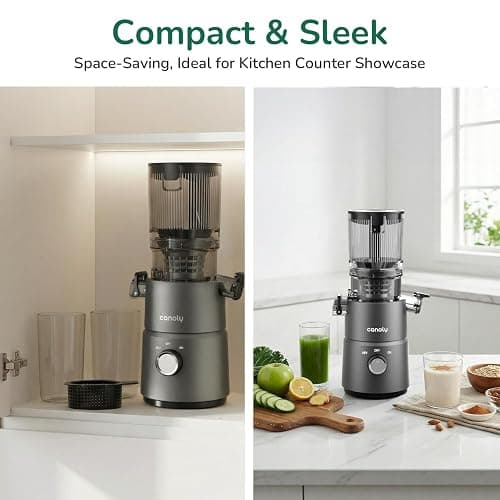 Canoly C03 Cold Press Juicer, 4.5" Wide Feed Chute Juicer Machine with 200W AC Motor, Fit Whole Vegetables & Fruits, 2-in-1 Strainer (Juice & Nut Milk Maker), Space-saving, Easy to Clean, Dark Gray thumbnail 10