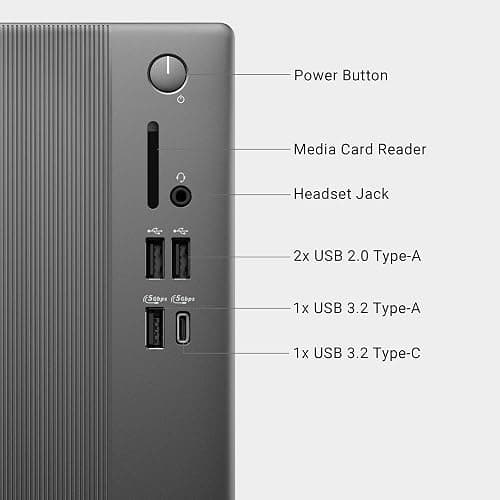 Dell Tower Desktop ECT1250 - Intel Core Ultra 7-265 Processor, Intel UHD Graphics, 16GB DDR5 5600MT/s Memory, 1TB M.2 SSD, 3.0 SD Card Reader, Wired Keyboard and Mouse, Basic Onsite Service thumbnail 8