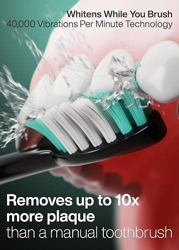 Aquasonic Black Series Ultra Whitening Toothbrush – ADA Accepted Electric Toothbrush- 8 Brush Heads & Travel Case – 40,000 VPM Electric Motor & Wireless Charging - 4 Modes w Smart Timer thumbnail 3