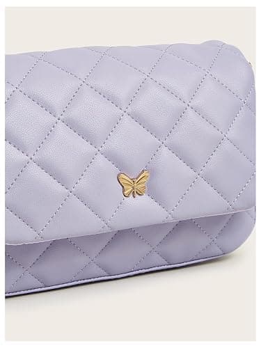 SweatyRocks Girl's Cute Purse Crossbody Bag Gifts Mini Kids Wallet Presents | Chain Strap, Geometric Quilted, Metal Decor, Flap Closure, Solid Color, Mini Size, Purple, One-Size thumbnail 3