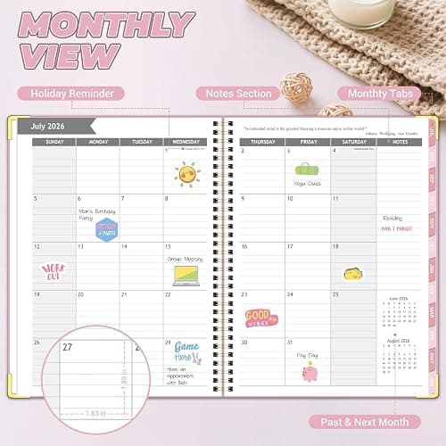 Academic Planner 2026-2027 (8.5" x 11") - Weekly & Monthly Planner (Jul. 2026 - Jun. 2027), Column View Calendar Organizers, Hardcover Agenda Book with Tabs for Office & School, Pink thumbnail 4