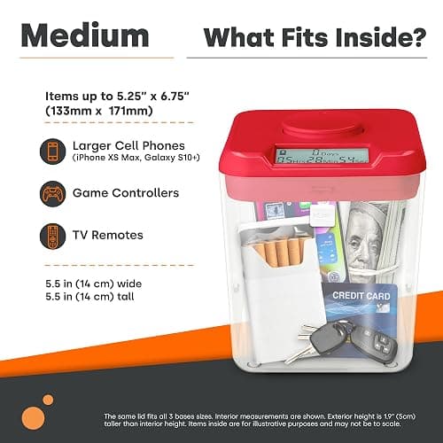 ﻿﻿﻿K-Safe Time Locking Container (Medium), Timed Lock Box for Cell Phones, Snacks, and Other Unwanted Temptations (White Lid + White Base, with Access Port) thumbnail 6