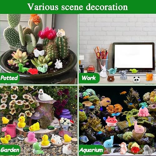 DULEFUN 150pcs Mini Resin Animals, Colorful Tiny Small Little Glitter Ducks Mushroom Figures to Hide Miniature Figurines for Dollhouse Micro Landscape Aquarium Decorations DIY Crafts thumbnail 4