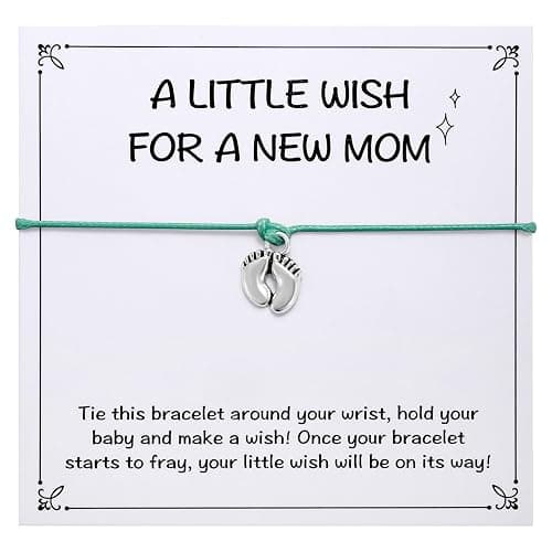 Aesnefe New Mom Wish Bracelet for Women, Mommy to Be Bracelet, Pregnancy Present, First Time Mom Wish Bracelet, Gifts for Expecting Moms - Image 1