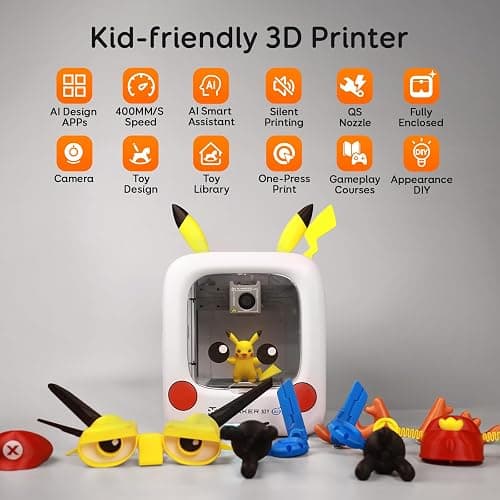 AOSEED AI-Powered 3D Printer for Kids, 3D Printer with 8 PLA Filament Set, AI Design App, Huge Toy Library, Up to 400mm/s Faster Speed, W/ 16+ Mini 3D Design Module, App Control, X-Maker Joy AI+ thumbnail 2