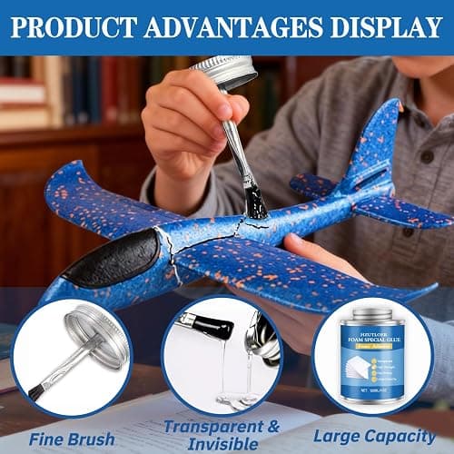 Hzutloer 4OZ Foam Glue with Brush,High Strength Clear Foam Adhesive for EVA Sponge Rubber Pearl Cotton Plastic Sheets,Waterproof Glue for DIY Crafts Model Making Home Repairs thumbnail 4