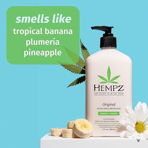 Hempz Original, Natural Hemp Seed Oil Body Moisturizer with Shea Butter & Ginseng, Pure Herbal Skin Lotion for Dryness, Nourishing Vegan Cream, Floral and Banana, 17 Fl Oz, 2 Pack thumbnail 4