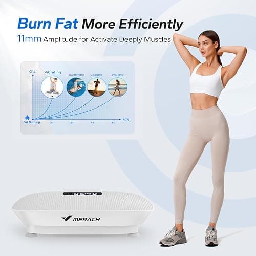 MERACH Vibration Plate, Whole Body Workout Powerful Quiet Vibration Plate Exercise Machine for Weight Loss and Shaping, Auto or Manual Speed Control, Built-in Bluetooth Speaker thumbnail 3
