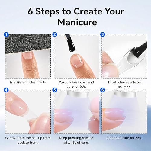 JODSONE 15ml Nail Glue Gel 5 in 1 for Nail Tips Long Lasting Extension Glue for Clear Nail Tips and Clear Press on Nails, Nail Repair Treatment, Salon Art DIY at Home Need U V Light Cured thumbnail 7