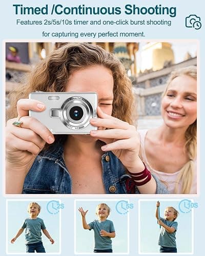 Digital Camera, 1080P 44MP Compact Cameras with 32GB Memory Card, Simple Digital Camera with Anti-shake,Portable Small Camera 2.4" LCD Screen Vlogging Camera for Kids 6-16 Beginner Student thumbnail 6
