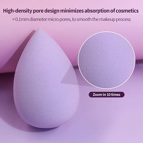 BEAKEY Makeup Sponge 5 Pack, Latex-Free Makeup Sponges for Foundation | Soft, Low-absorption Blenders, for Liquid Cream Powder and Concealer, Wet or Dry Use, Multi-colored Boun Boun Beauty Sponge thumbnail 5