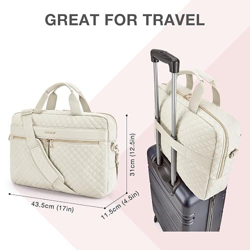 BAGSMART 17.3/15.6 Inch Laptop Bag, Briefcase for Women Computer Messenger Bag Office Travel Business, Beige thumbnail 6
