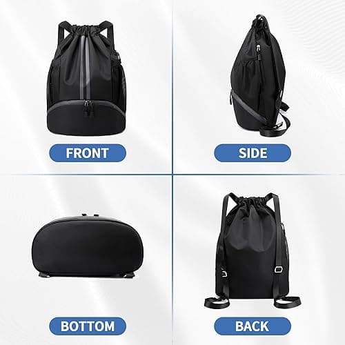 JELUTAR Drawstring Backpack Gym Bag with Shoes Compartment for Soccer, Basketball, Swim, Water-Resistant String Backpack Beach Cinch for Women Men thumbnail 7