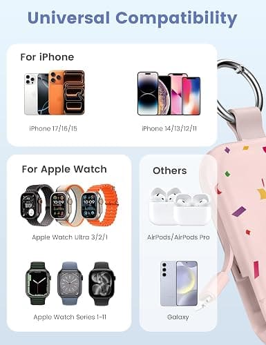 RORRY CharmGo Portable Charger, 5000mAh Portable Charger Power Bank | Built-in Cables,Travel Keychain Battery Pack Essentials for Apple Watch 1~12 Series/Ultra/SE & iPhone 18 Pro Max/17/16/15 thumbnail 2
