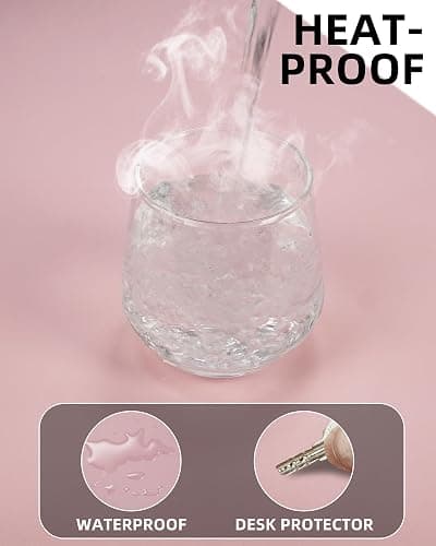 Non-Slip Desk Pad,Mouse Pad,Waterproof PVC Leather Desk Table Protector,Non-Slip PU Leather Desk Blotter, Easy Clean Laptop Desk Writing Mat for Office Work/Home/Decor(Light Pink, 24" x 13.7") thumbnail 6