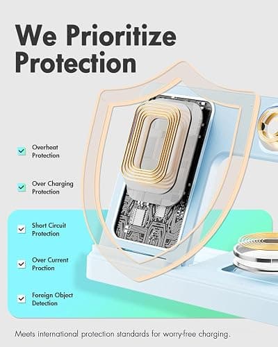 Wireless Charger Stand Charging Station: 3 in 1 Charger Stand Multiple Devices for Apple - iPhone 17 16e 16 15 14 Pro Max 13 12 11 - Watch 10 9 8 7 6 5 4 3 2 SE and Ultra Series-Airpods 4 3 Pro, Blue thumbnail 6