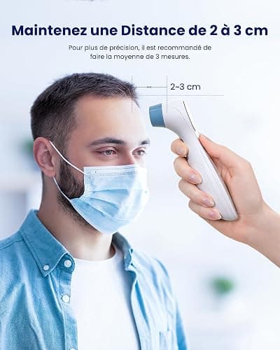 Thermomètre Frontal Bébé et Adulte, Sans Contact, Médical Professionnel | Lecture Précise Instantané, Alarme de Fièvre, Simple à Utiliser, Thermomètre Infrarouge, Mode Muet thumbnail 5