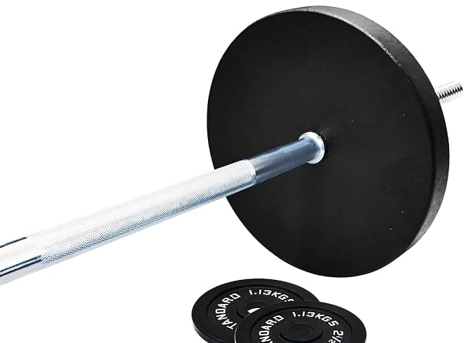 Fitvids Cast Iron Standard Weight Plates Including 5FT Standard Barbell with Star Locks, 95-Pound Set (85 Pounds Plates + 10 Pounds Barbell), Multiple Styles thumbnail 3