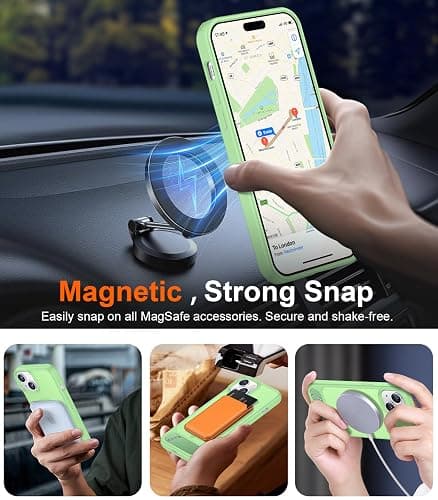 I Phone 14 PLUS light green Temdan Magnetic Compatible with iPhone 15 Plus Case & iPhone 14 Plus Case, [Built-in Invisible Kickstand][Compatible with MagSafe][Military Grade Shockproof] Slim Translucent Matte Phone Case 6.7" thumbnail 6