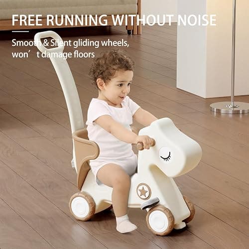 4 in 1 Kids Rocking Horse Ride On Toys for Toddlers, Baby Push Bike Rocking Chair with Balance Board, Gift for Kids (TAN) thumbnail 3