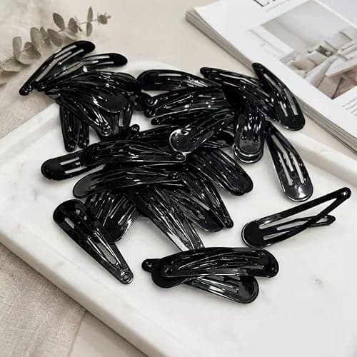 40 Pack Black 2 Inch Barrettes Women Metal Snap Hair Clips Accessories thumbnail 6