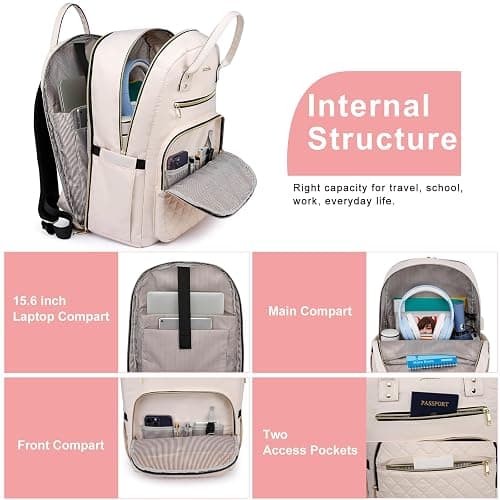 YAMTION Backpack for Women and Teen Girls,School Backpack TSA Laptop Bookbag with USB for College University Students Business Office Work Travel thumbnail 4