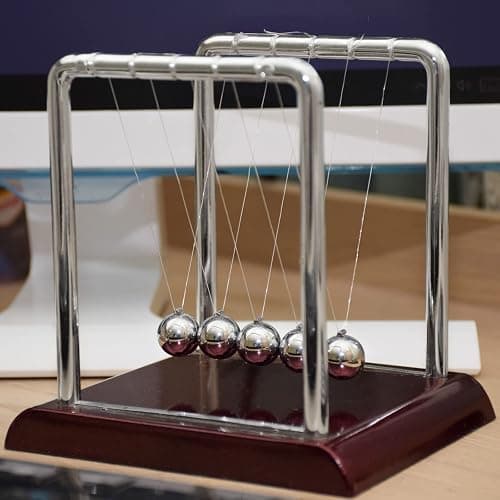 Juvale Newtons Cradle Pendulum - 7 x 6 x 7 in, Silver Stainless Steel - Desk Decor & Office Decor for Men - Stress Relief Desk Toy - Science Teacher Gift & Physics Toy thumbnail 2