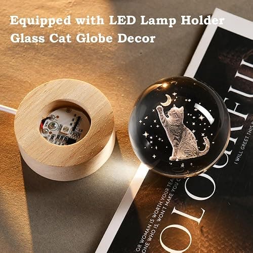 3D Cat Gifts for Women 60mm Crystal Ball Cat Lovers Gift Decor Cat Themed Gifts Lamp Glass Ball for Birthday Mothers Day Christmas Birthday thumbnail 6