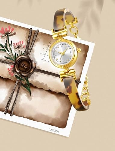 BESTKANG Vintage Amber Color Women's Bracelet Chain Watch - Stylish Retro Watch for Women thumbnail 2