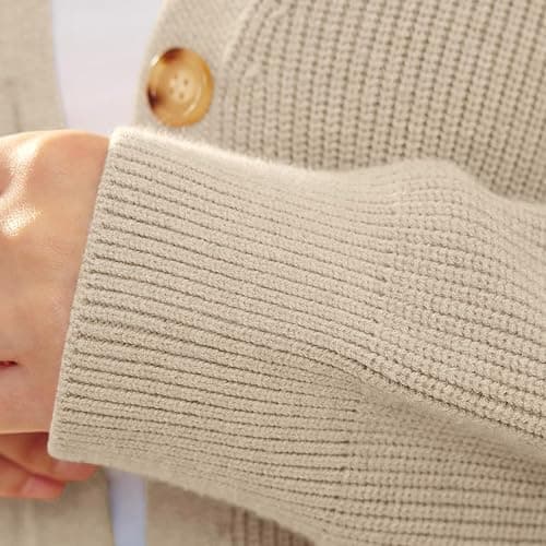 MorFansi Damen Strickjacke Strick Outwear V-Ausschnitt Vorne Offen Leicht Lockere Pullover mit Knöpfen thumbnail 6